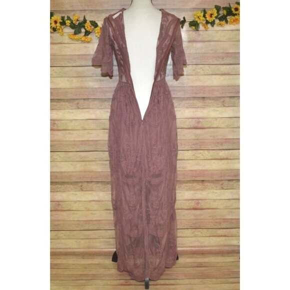 Altar’d State Lace Overlay Maxi Dress Dusty Rose Size S Romantic Feminine - Picture 12 of 15